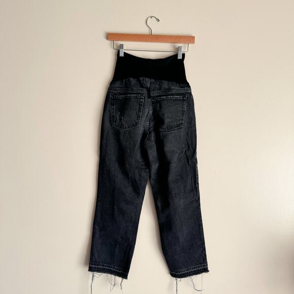 Old Navy Maternity Black Slouchy Straight Raw Hem Full Panel Jeans - Size 4 - Picture 6 of 7